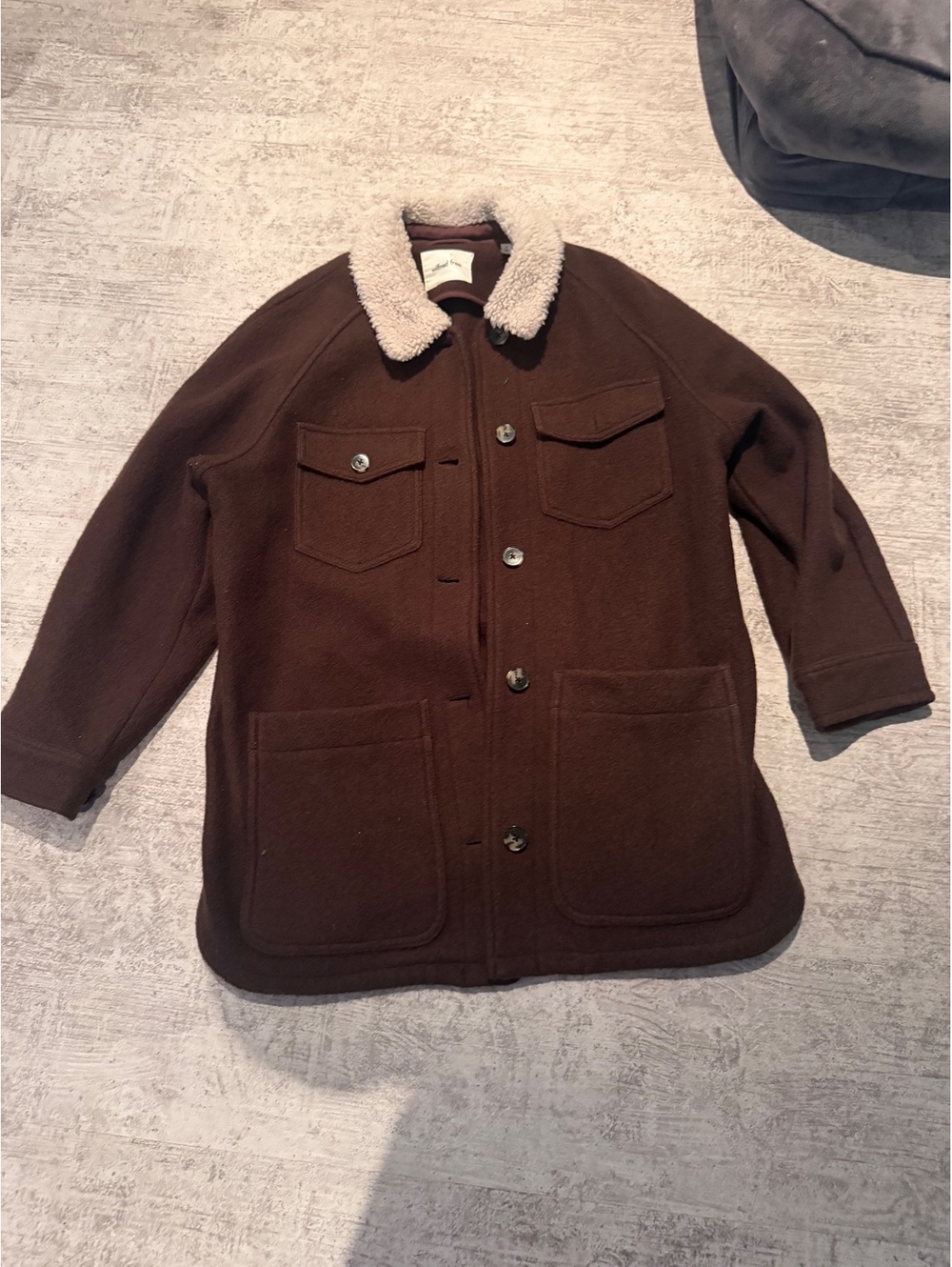 Wilfred Pacific Brown Wool Shirt jacket Sherpa collar shacket M